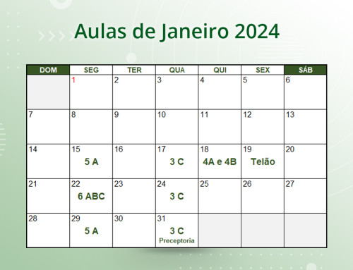 Cronograma de Aulas de Janeiro de 2024