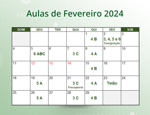 Cronograma de Aulas de Fevereiro de 2024