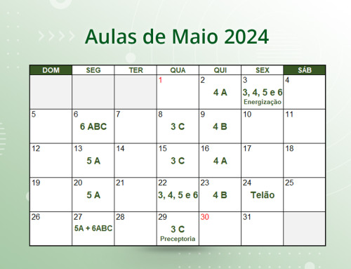 Cronograma de Aulas de Maio de 2024