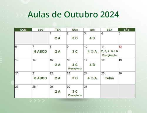 Cronograma de Aulas de Outubro de 2024