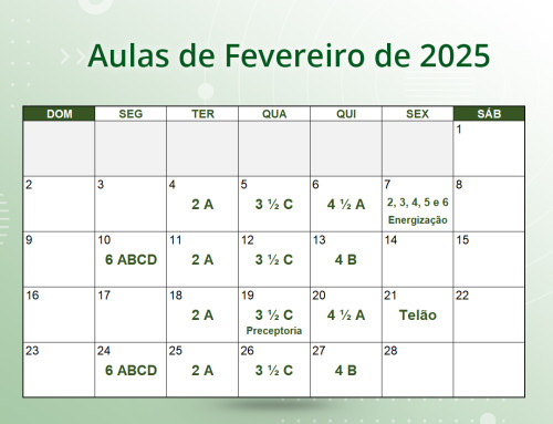 Cronograma de Aulas de Fevereiro de 2025