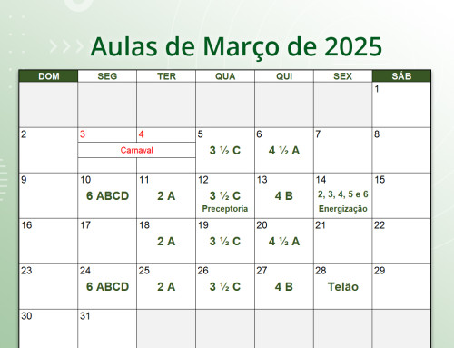 Cronograma de Aulas de Março de 2025