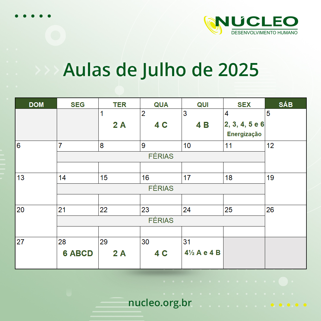 Cronograma de Julho 2025
