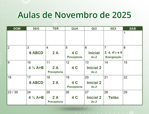 Cronograma de Aulas de Novembro de 2025