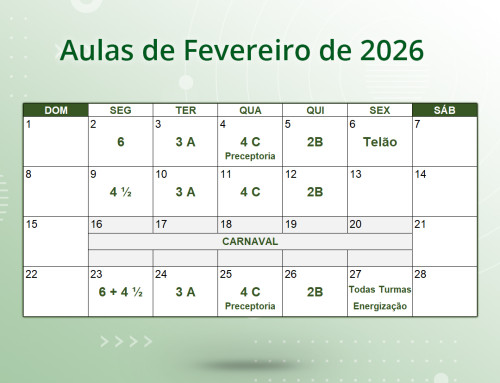 Cronograma de Aulas de Fevereiro de 2026