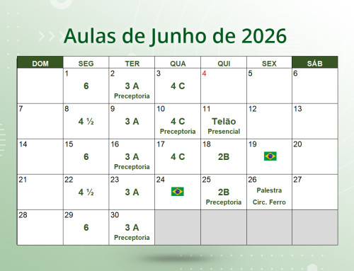 Cronograma de Aulas de Junho de 2026
