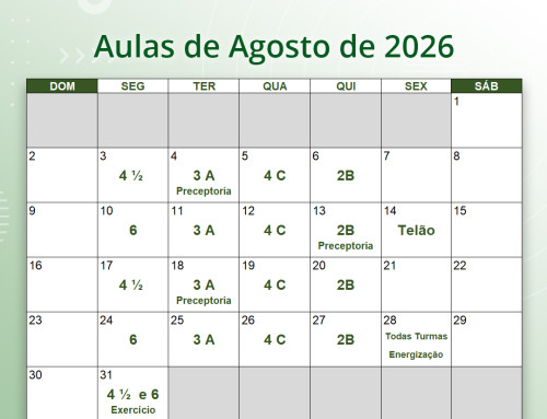 Cronograma de Aulas de Agosto de 2026
