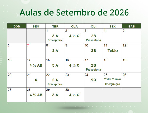 Cronograma de Aulas de Setembro de 2026